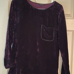 Theory Deep Purple Velvet Long Sleeve Top